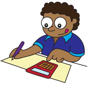 concentrating on solving maths problems and practising his skills